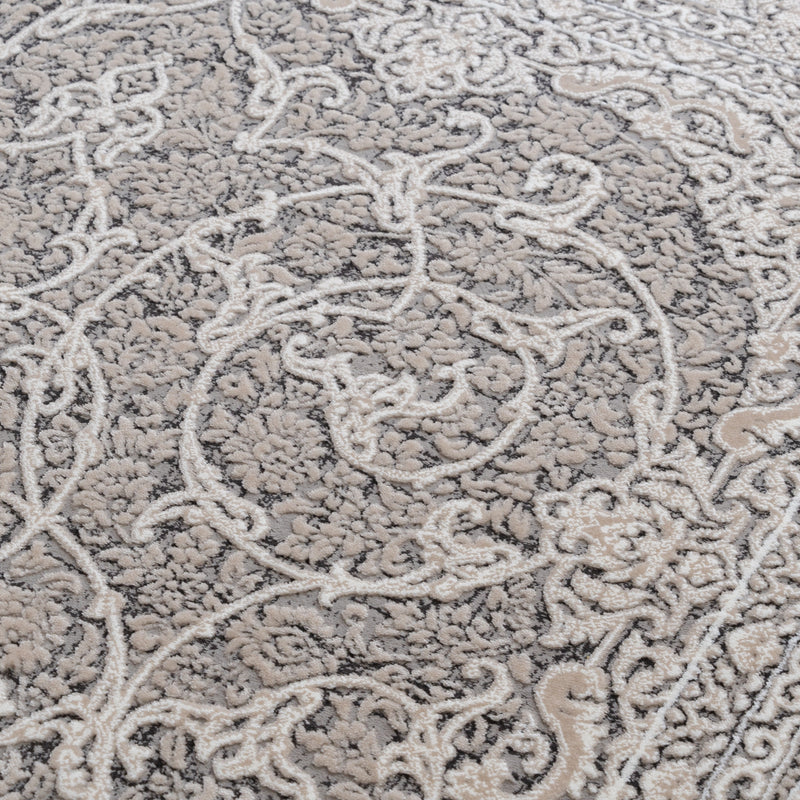 ペルシャ絨毯（機械織）　ヤルダー柄　グレー色　100×150cm　ラグサイズ