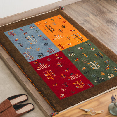 ギャッベ　ペルシャ手織り絨毯　ラグ　78×123cm