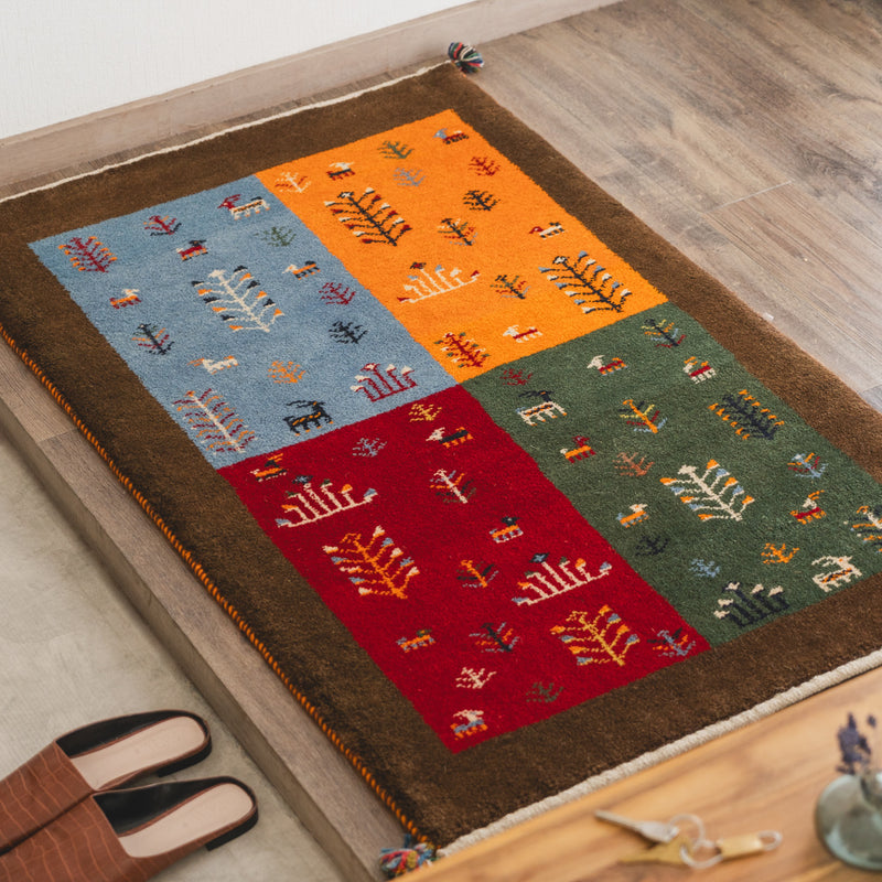 ギャッベ　ペルシャ手織り絨毯　ラグ　78×123cm