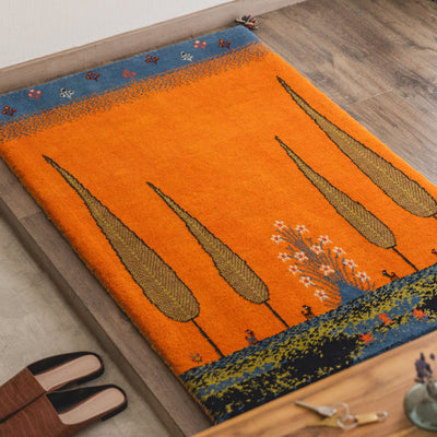 ギャッベ　ペルシャ手織り絨毯　ラグ　82×125cm