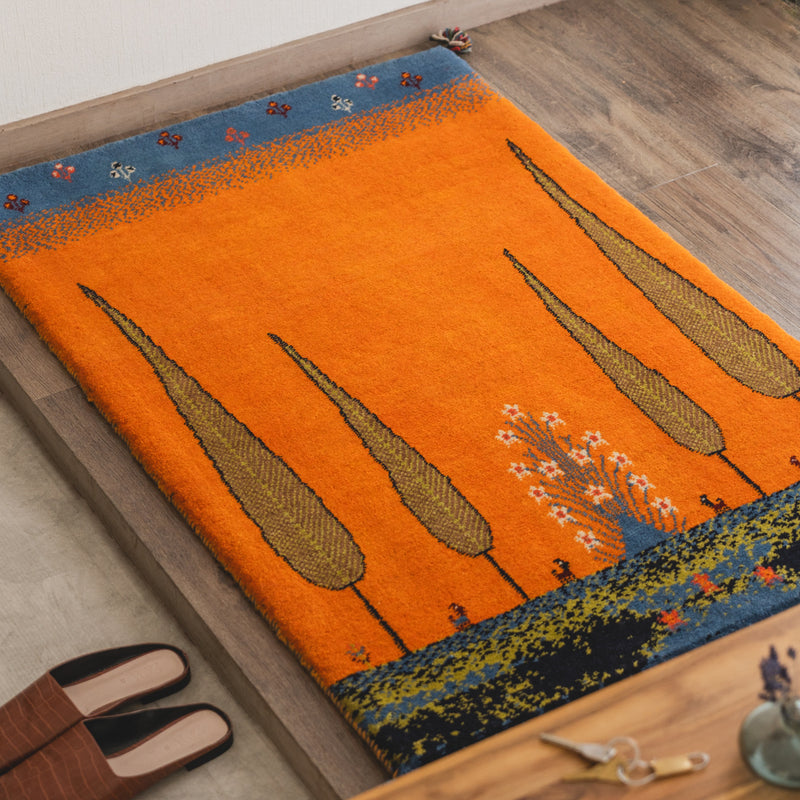ギャッベ　ペルシャ手織り絨毯　ラグ　82×125cm