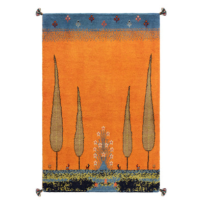 ギャッベ　ペルシャ手織り絨毯　ラグ　82×125cm