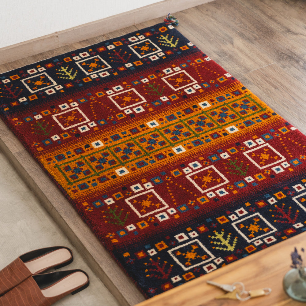 ギャッベ ペルシャ ラグ 本物 手織り サイズ 123/174cm ギャッベ ラグ