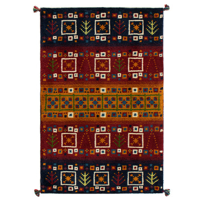 ギャッベ　ペルシャ手織り絨毯　ラグ　81×123cm