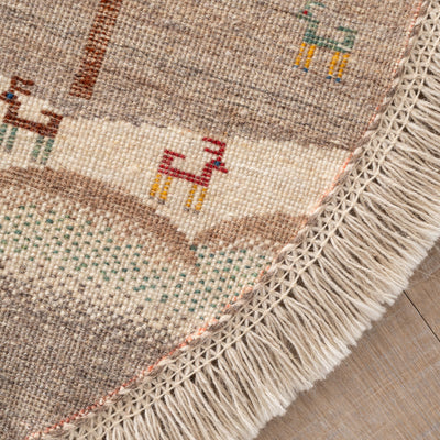 ギャッベ　ペルシャ手織り絨毯　丸型　直径96cm