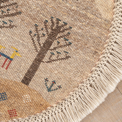 ギャッベ　ペルシャ手織り絨毯　丸型　直径58cm