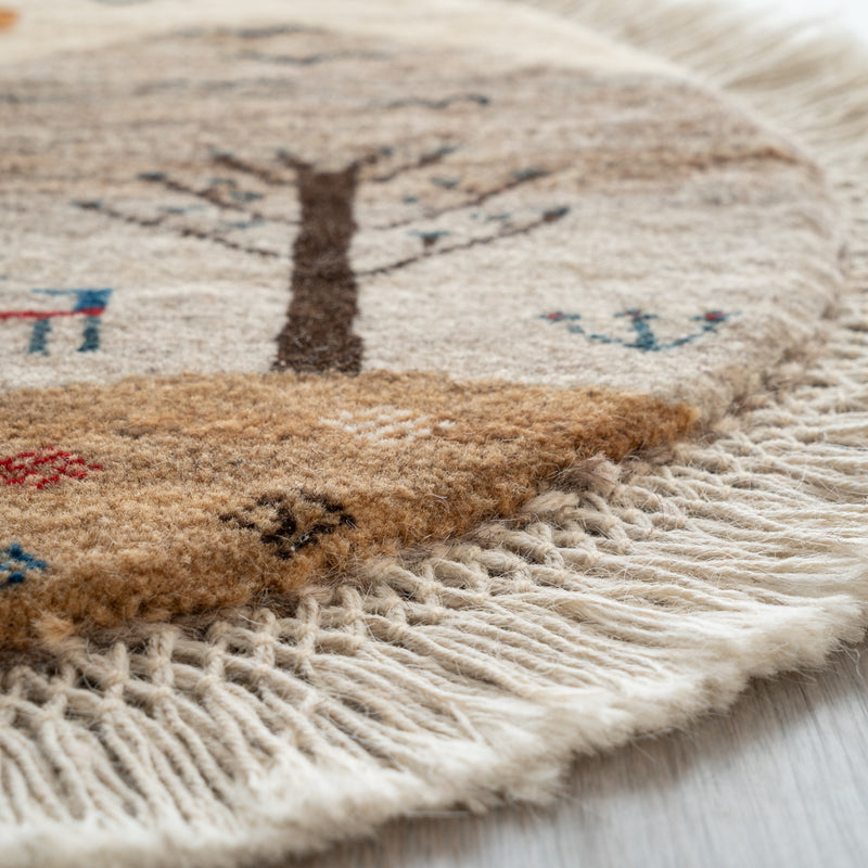 ギャッベ　ペルシャ手織り絨毯　丸型　直径58cm