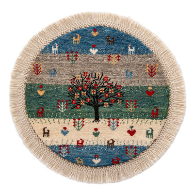 ギャッベ　ペルシャ手織り絨毯　丸型　直径57cm