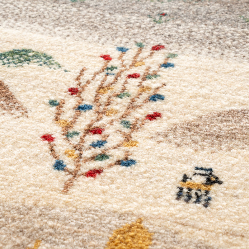 ギャッベ　ペルシャ手織り絨毯　丸型　直径99cm