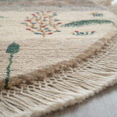 ギャッベ　ペルシャ手織り絨毯　丸型　直径99cm