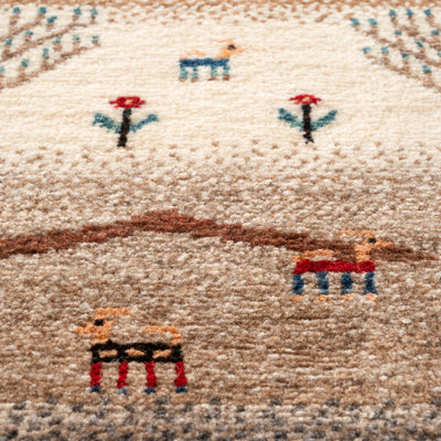 ギャッベ　ペルシャ手織り絨毯　丸型　直径98cm