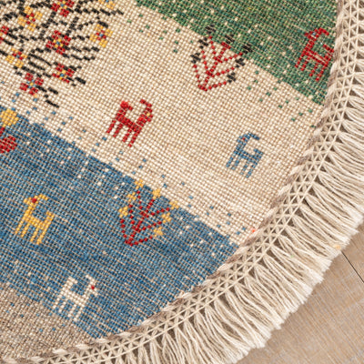 ギャッベ　ペルシャ手織り絨毯　丸型　直径57cm