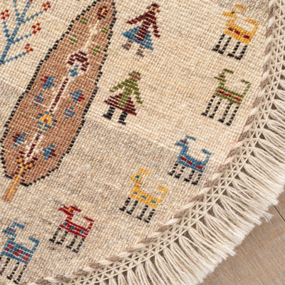 ギャッベ　ペルシャ手織り絨毯　丸型　直径61cm