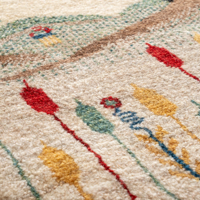 ギャッベ　ペルシャ手織り絨毯　丸型　直径96cm