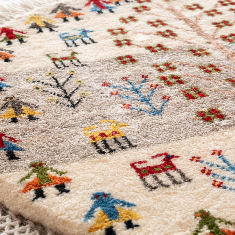 ギャッベ　ペルシャ手織り絨毯　丸型　直径64cm