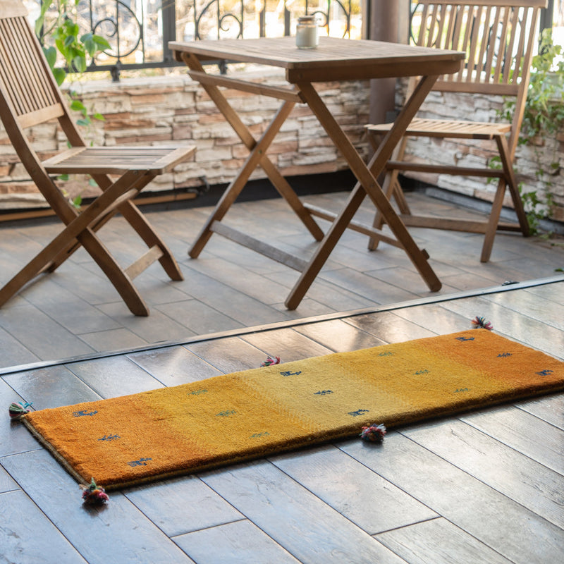 ギャッベ　ペルシャ手織り絨毯　ランナー（細長い）　41×122cm