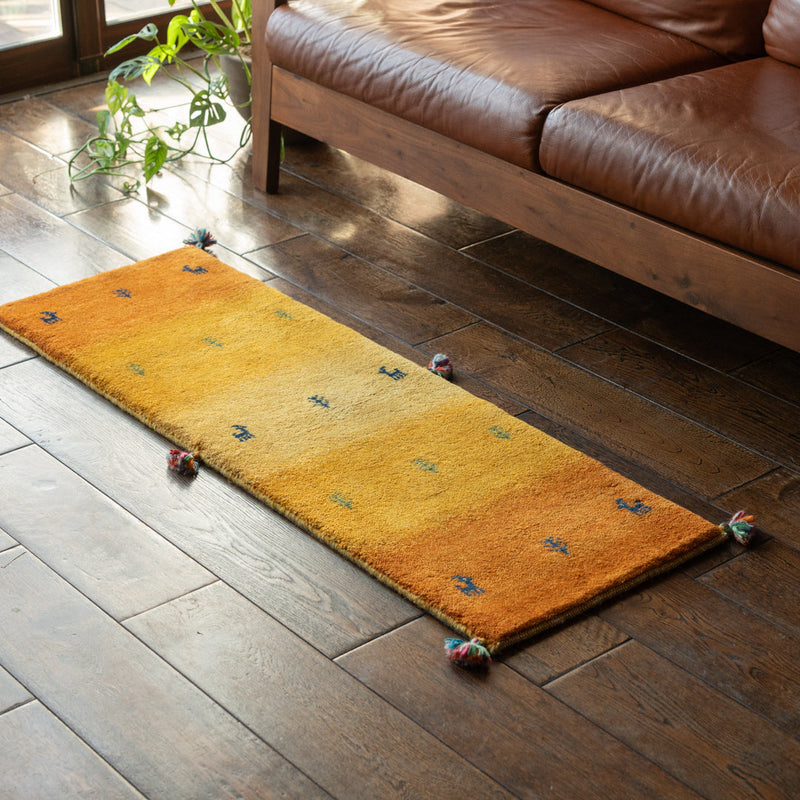ギャッベ　ペルシャ手織り絨毯　ランナー（細長い）　41×122cm