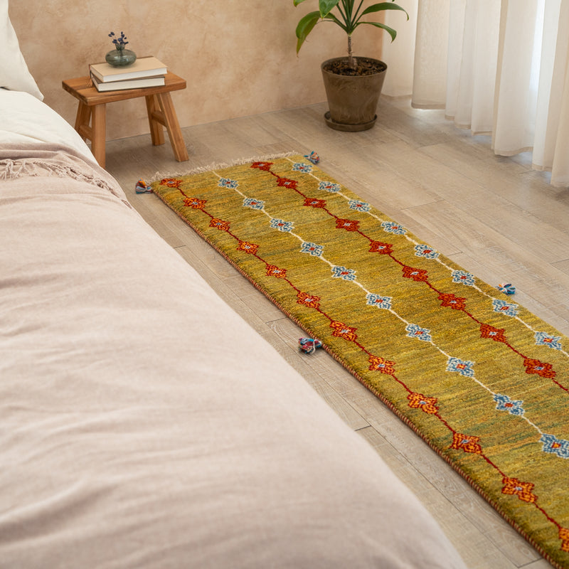 ギャッベ　ペルシャ手織り絨毯　ランナー（細長い）　50×197cm