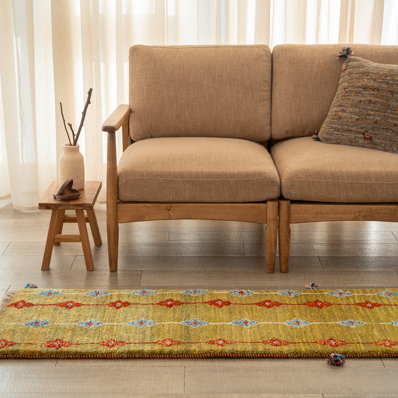ギャッベ　ペルシャ手織り絨毯　ランナー（細長い）　50×197cm