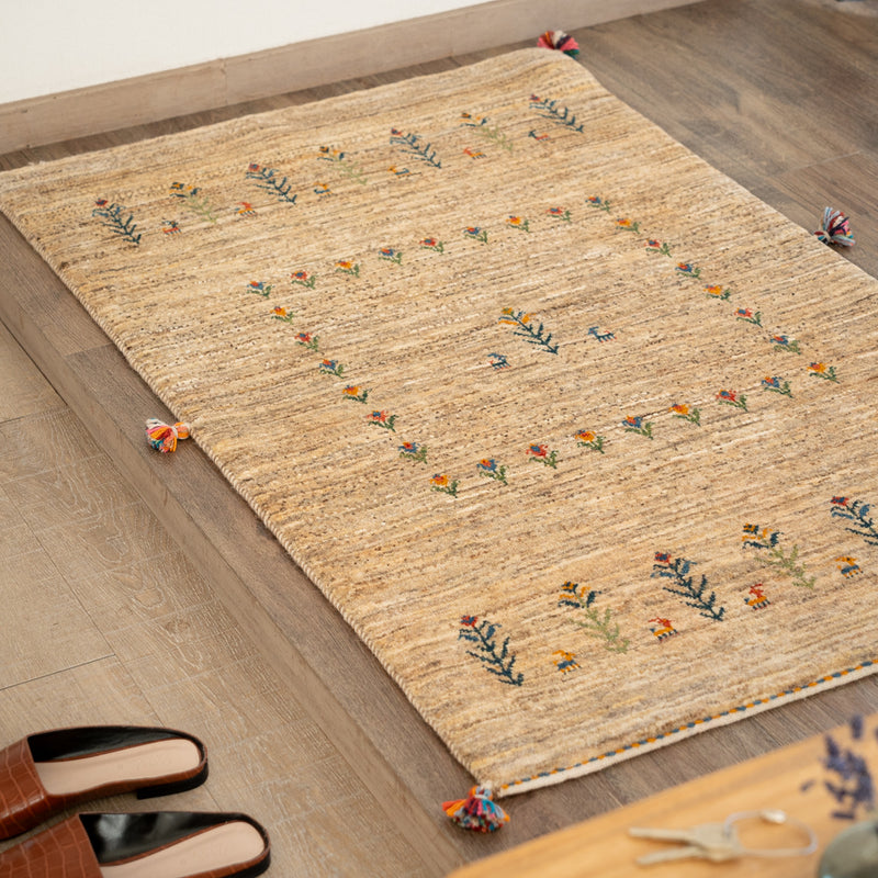 ギャッベ　ペルシャ手織り絨毯　ラグ　80×130cm