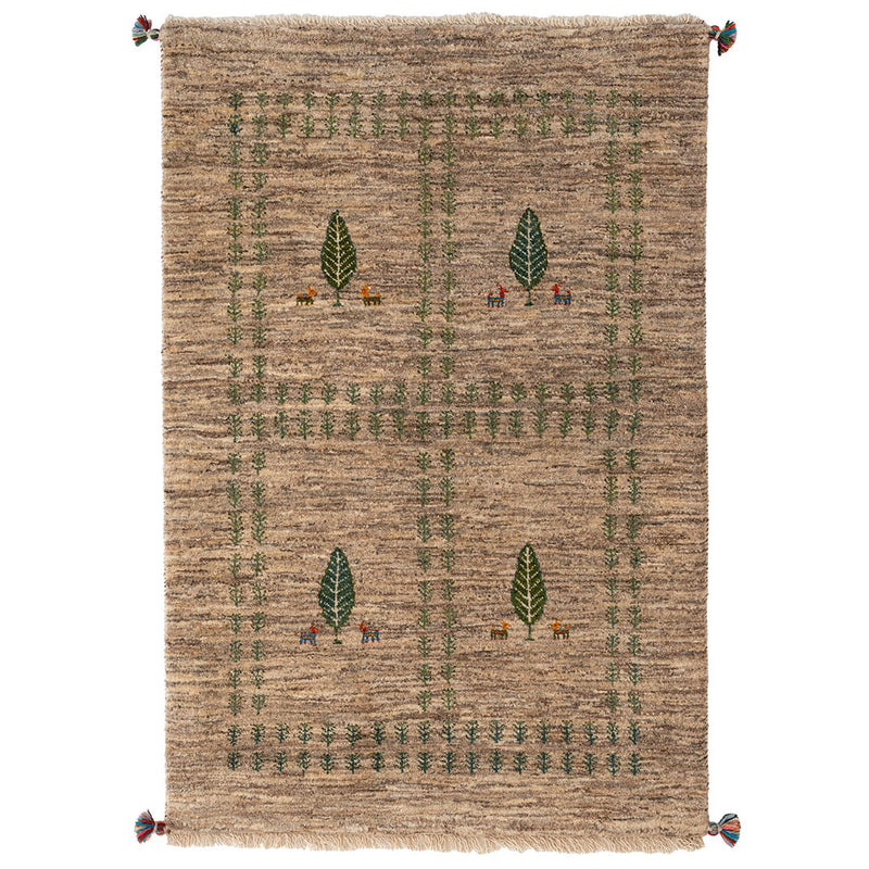 ギャッベ　ペルシャ手織り絨毯　ラグ　83×124cm