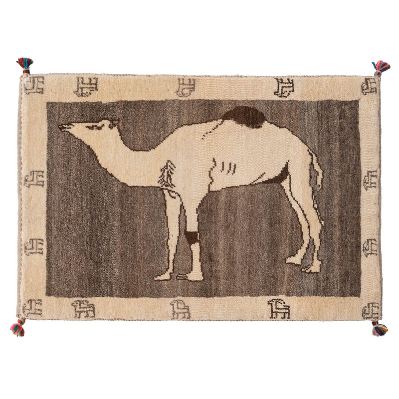 ギャッベ　ペルシャ手織り絨毯　玄関マット　62×92cm