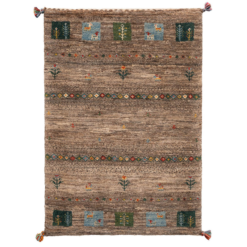 ギャッベ　ペルシャ手織り絨毯　玄関マット　62×90cm