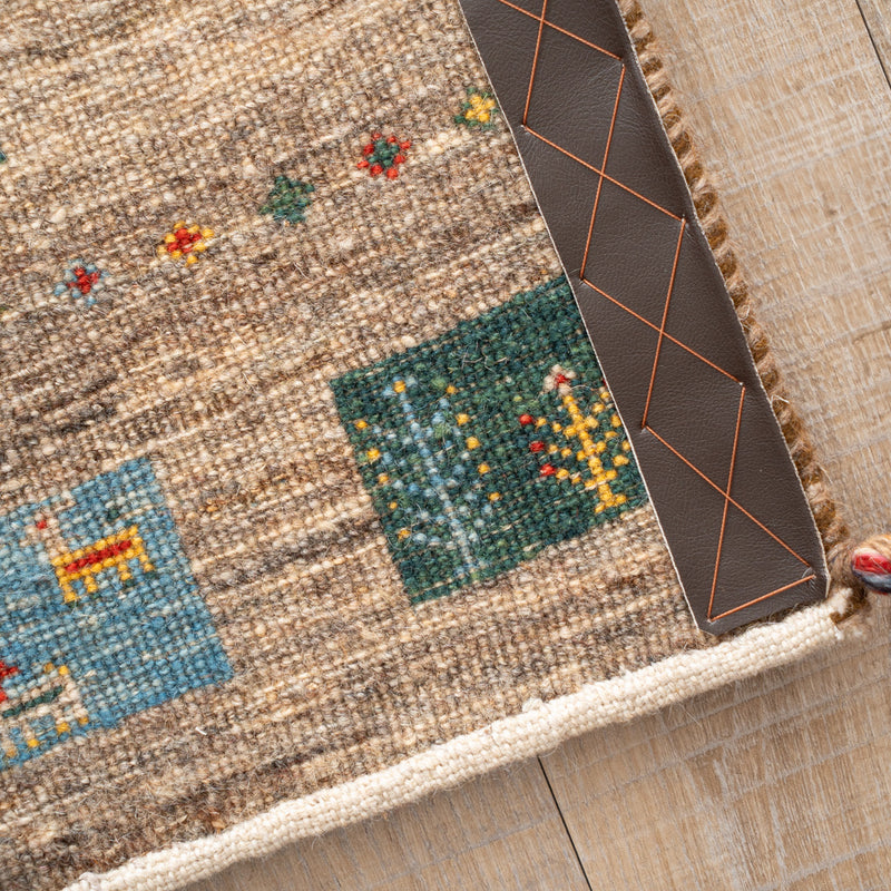 ギャッベ　ペルシャ手織り絨毯　玄関マット　62×90cm