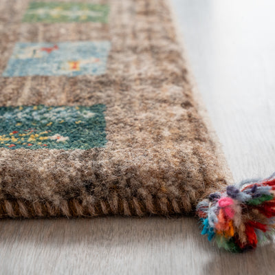 ギャッベ　ペルシャ手織り絨毯　玄関マット　62×90cm