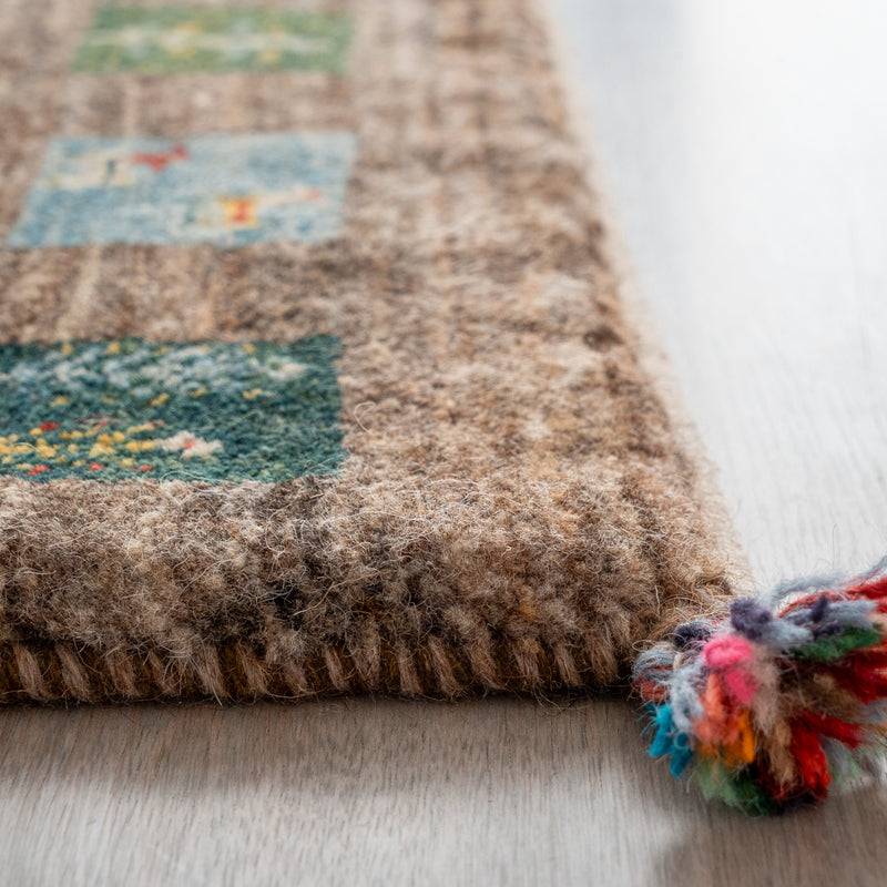 ギャッベ　ペルシャ手織り絨毯　玄関マット　62×90cm