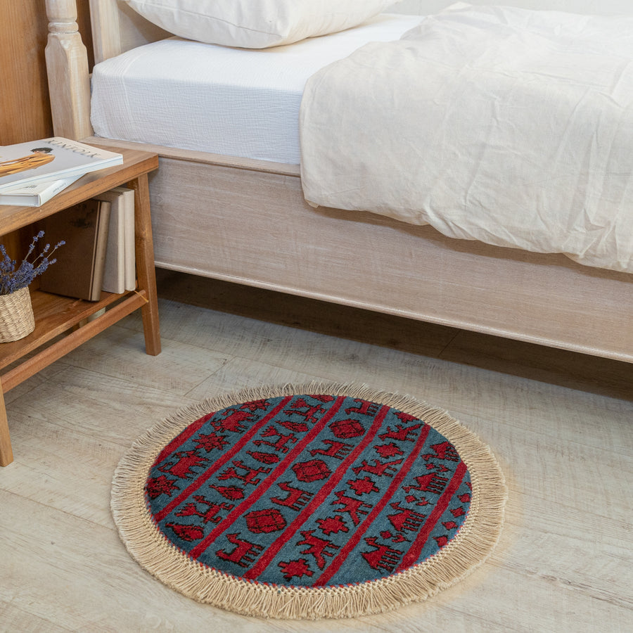 ラウンドウールギャベ 手織り直径60cm円形 新品未使用 ギャッベ 丸形 直径約60cm – Persiadirect