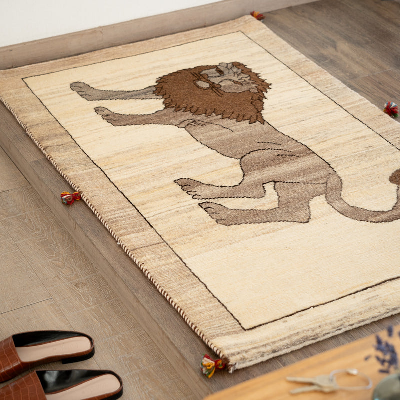 ギャッベ　ペルシャ手織り絨毯　ラグ　82×135cm