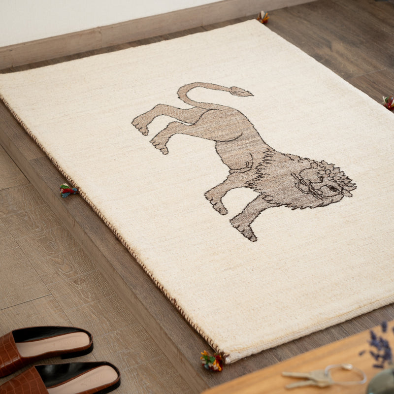 ギャッベ　ペルシャ手織り絨毯　ラグ　85×130cm