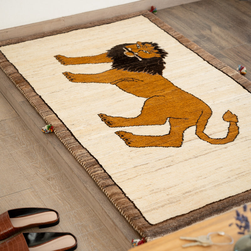 ギャッベ　ペルシャ手織り絨毯　ラグ　80×140cm