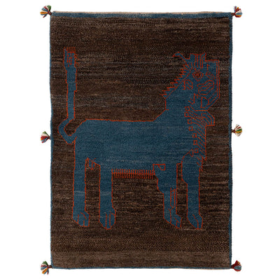 ギャッベ　ペルシャ手織り絨毯　ラグ　82×116cm