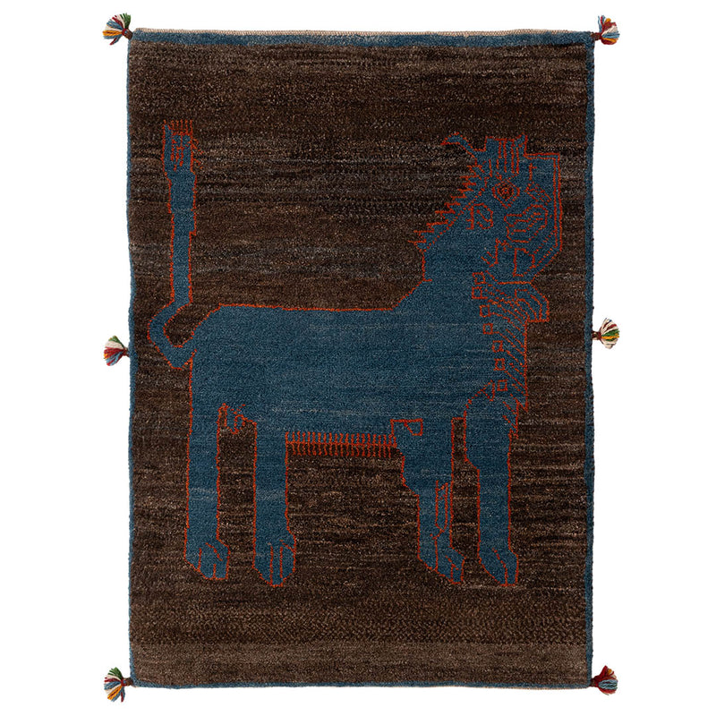 ギャッベ　ペルシャ手織り絨毯　ラグ　82×116cm