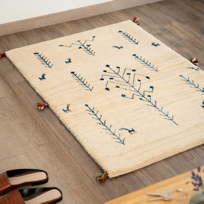 ギャッベ　ペルシャ手織り絨毯　ラグ　76×110cm