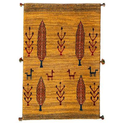 ギャッベ　ペルシャ手織り絨毯　ラグ　81×122cm