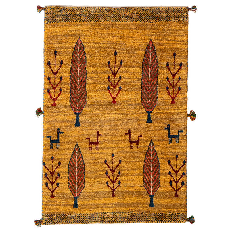 ギャッベ　ペルシャ手織り絨毯　ラグ　81×122cm