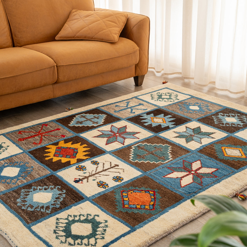 140x101cmペルシャ絨毯　ギャッベ　手織り絨毯 ギャッベ ペルシャ手織り絨毯 ラグ 140×192cm – Persiadirect