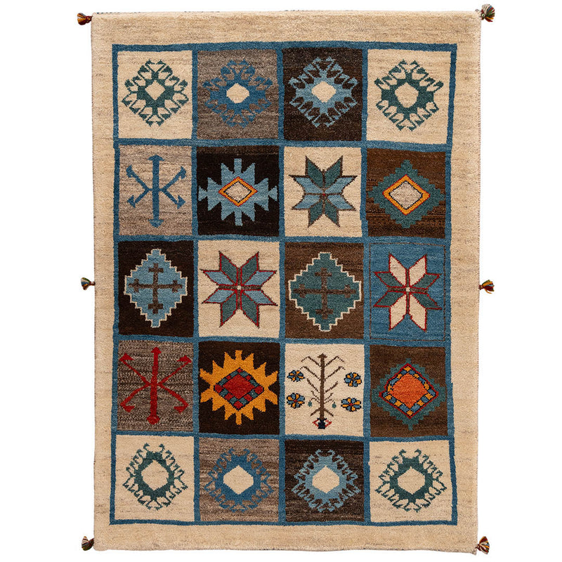 ギャッベ　ペルシャ手織り絨毯　ラグ　140×192cm