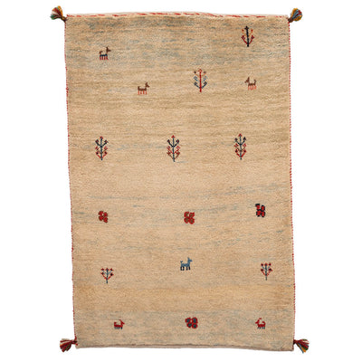 ギャッベ　ペルシャ手織り絨毯　玄関マット　65×98cm