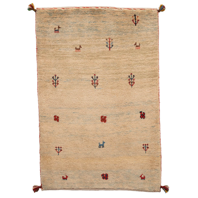 ギャッベ　ペルシャ手織り絨毯　玄関マット　65×98cm
