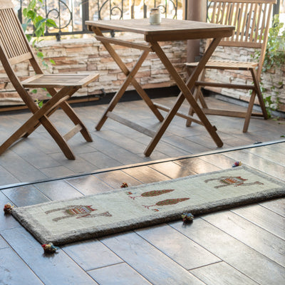 ギャッベ　ペルシャ手織り絨毯　ランナー（細長い）　39×121cm
