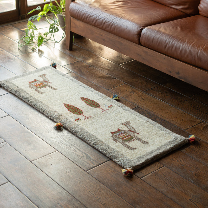 ギャッベ　ペルシャ手織り絨毯　ランナー（細長い）　39×121cm