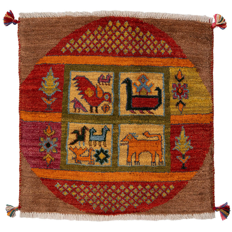 ギャッベ　ペルシャ手織り絨毯　玄関マット　60×60cm
