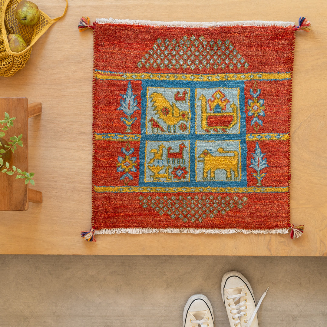 ギャッベ ペルシャ手織り絨毯 玄関マット 62×62cm – Persiadirect