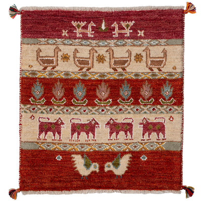 ギャッベ　ペルシャ手織り絨毯　玄関マット　60×65cm