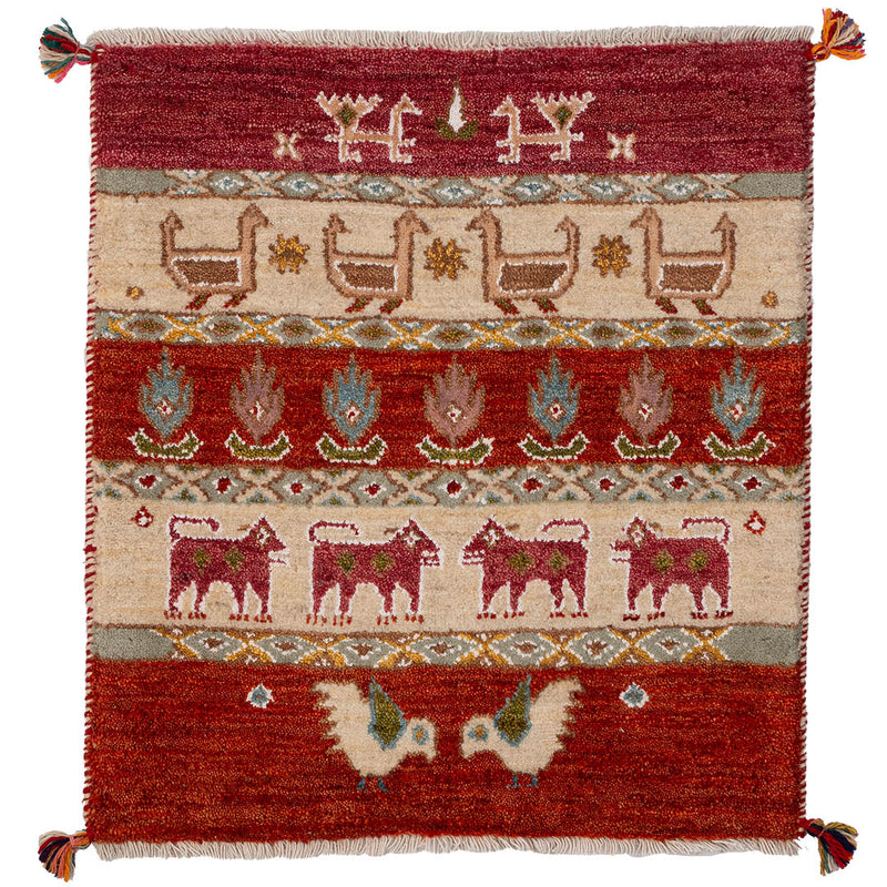 ギャッベ　ペルシャ手織り絨毯　玄関マット　60×65cm