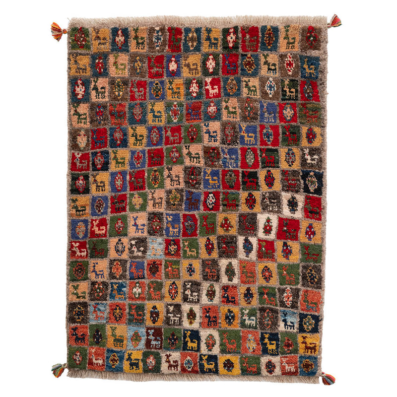 ギャッベ　ペルシャ手織り絨毯　玄関マット　68×92cm